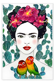 Wandbild  Frida Kahlo - Lovebirds - Mandy Reinmuth