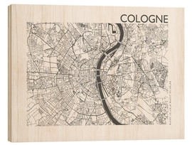 Holzbild  Stadtplan von Köln - 44spaces